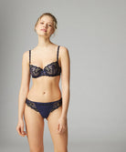 Tanga Simone Pérèle Wish bleu nuit 12B710-541