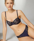 Tanga Simone Pérèle Wish bleu nuit 12B710-541