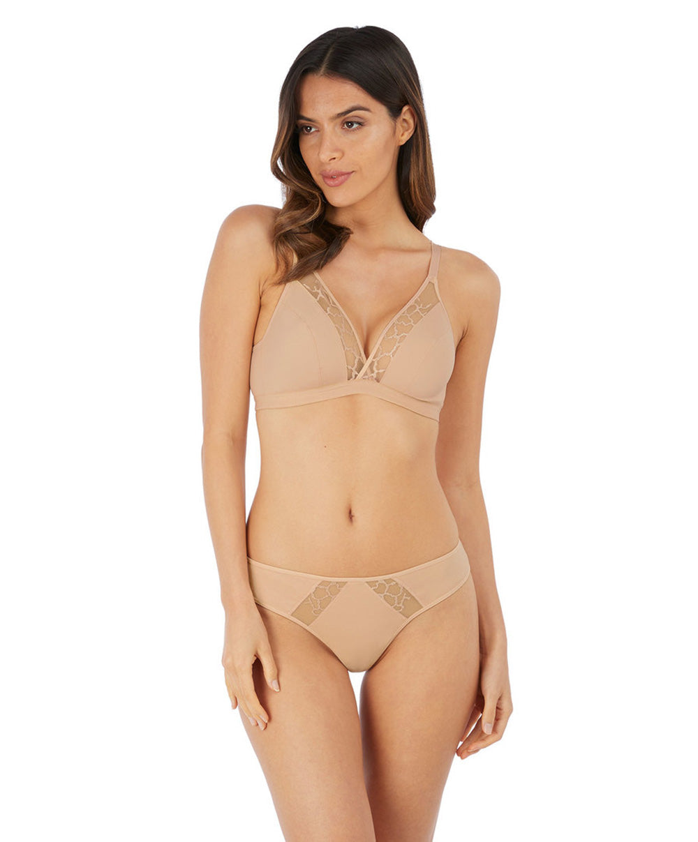 Tanga coton Wacoal Lisse frappe nude WE145007-FRP