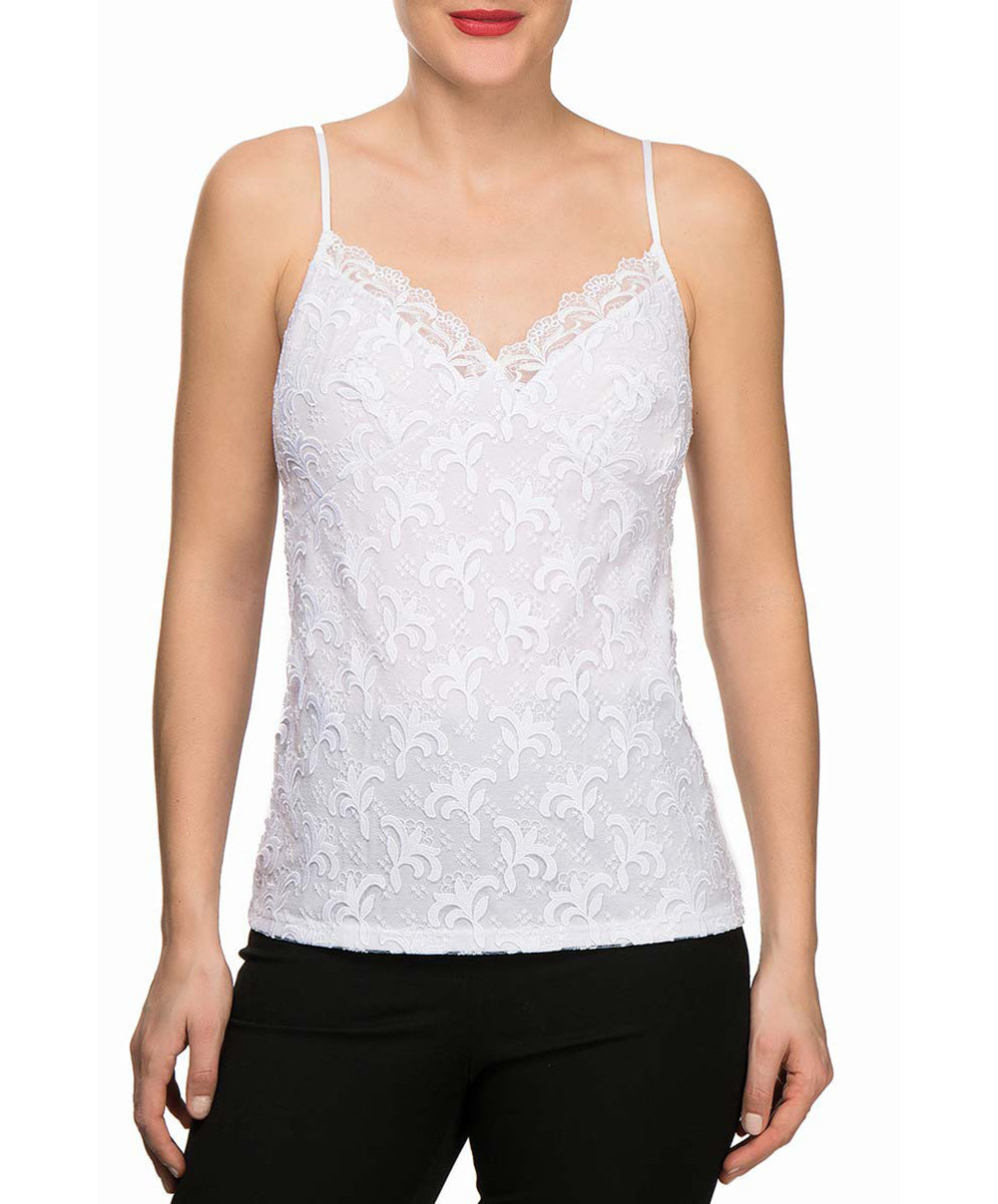 Top satin femme Lise Charmel Acanthe Arty blanc ALG4007-BL face