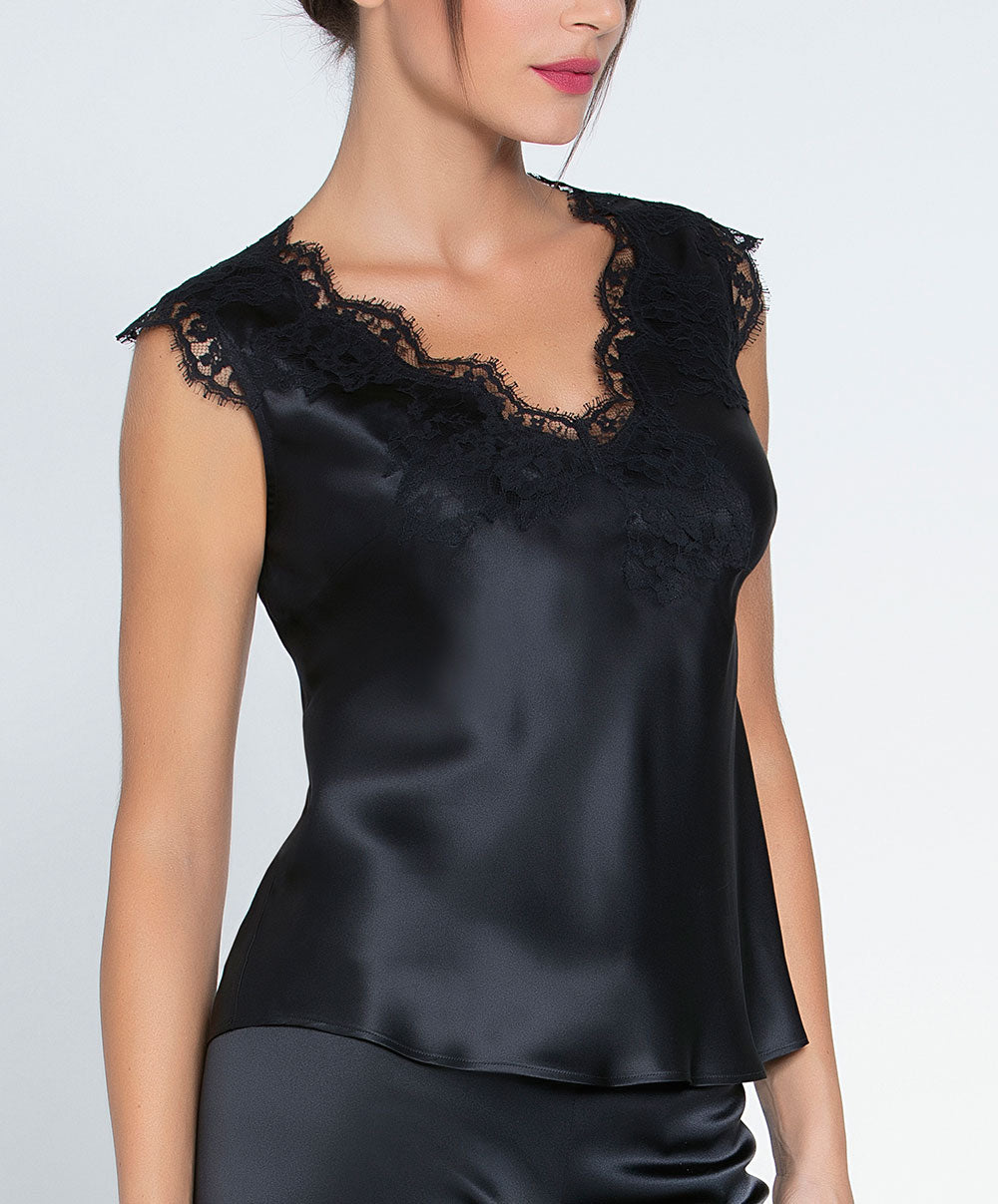 Top mode en soie Lise Charmel Splendeur Soie noir ALC4180-NO