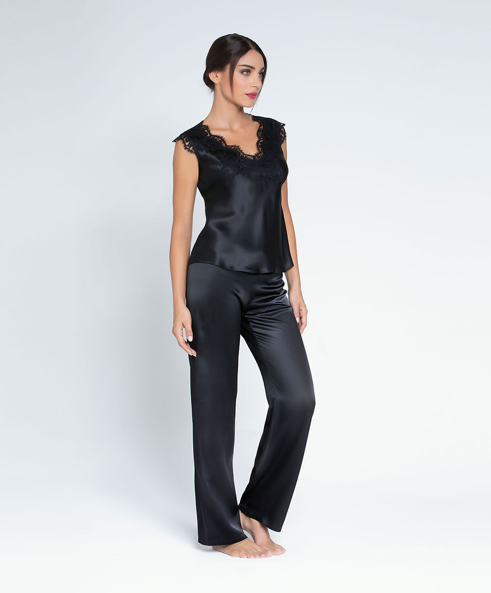 Top mode en soie Lise Charmel Splendeur Soie noir ALC4180-NO