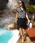 Tunique de plage Lise Charmel bain Ondes Marines noir et blanc ASB4477-OB