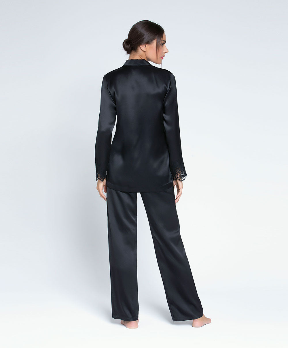 Veste chemisier haut de pyjama en soie Lise Charmel Splendeur Soie noir ALC3480-NO