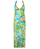 Robe longue de plage tour de cou La Feminissima vert émeraude Antigel Bain ESB1170-VE