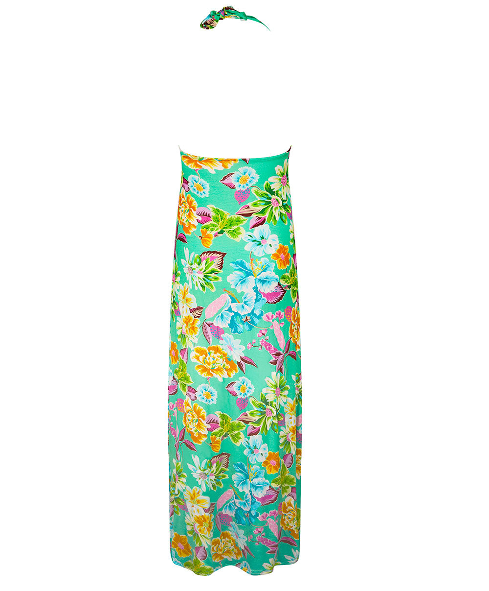 Robe longue de plage tour de cou La Feminissima vert émeraude Antigel Bain ESB1170-VE