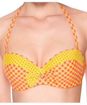 Bandeau coque tour de cou   Maillot de bain Bomb jaune La bomb vichy Antigel de Lise Charmel EBA7187