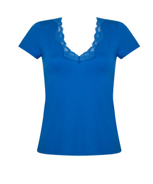 T shirt manches courtes col en V Antigel de Lise Charmel Simply Perfect bleu cobalt ENA9106 SC 100