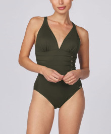 MAILLOT DE BAIN : Maillot de bain 1 pièce sans armatures décolleté plongeant amincissant Stella