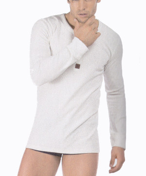 T shirt Manches Longues Loungewear Collection Skiny Men Ivory Nacre