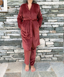 LINGERIE : Robe de chambre kimono en velours ONE KIM brownie
