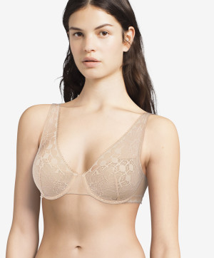 Soutien gorge spacer triangle plunge Chantelle Day to Night beige doré C15F70 01N
