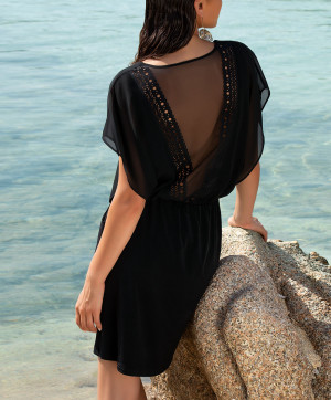Tunique robe de plage Lise Charmel bain Ajourage Couture noir ASA1615 NO